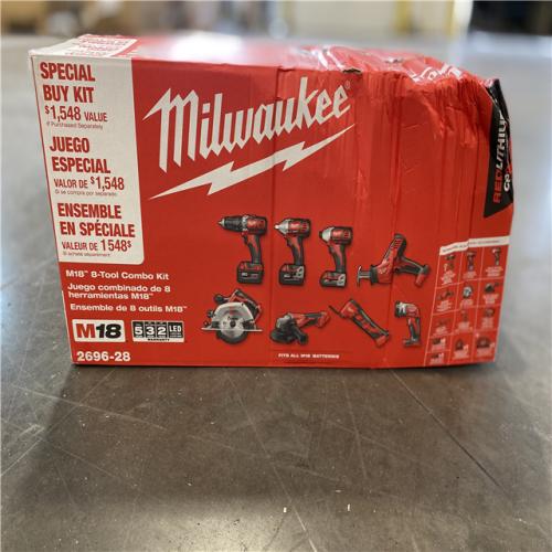 NEW! - Milwaukee M18 18V Lithium-Ion Cordless Combo Kit (8-Tool) with (3) Batteries, Charger and (2) Tool Bags