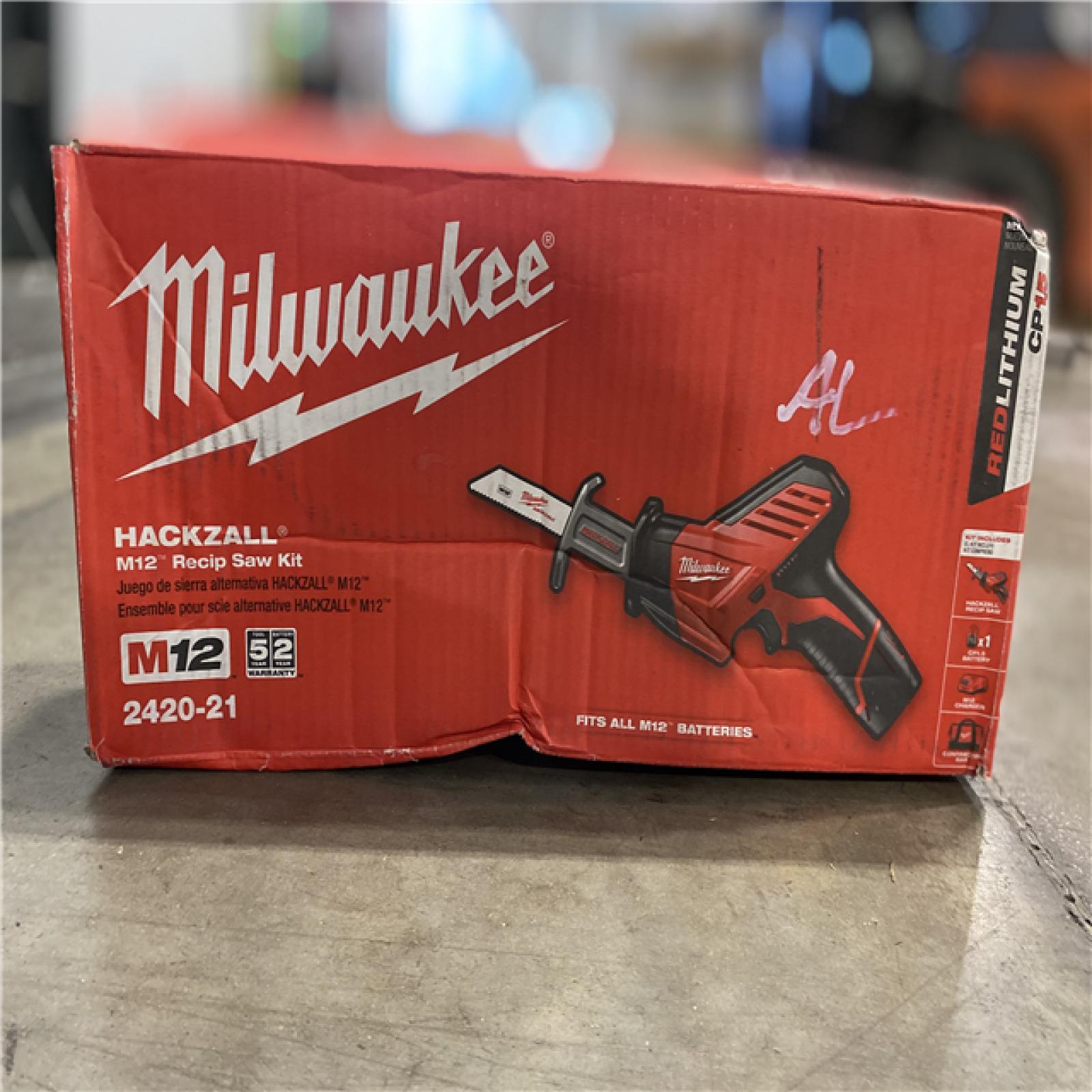 AS - IS Milwaukee M12 12V Lithium-Ion HACKZALL Cordless Reciprocating Saw Kit with One 1.5Ah Battery, Charger and Tool Bag