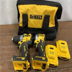 AS-ISDEWALT 20V MAX XR Cordless Drill/Driver, ATOMIC Impact Driver 2 Tool Combo Kit, (2) 2.0Ah Batteries, Charger, and Bag