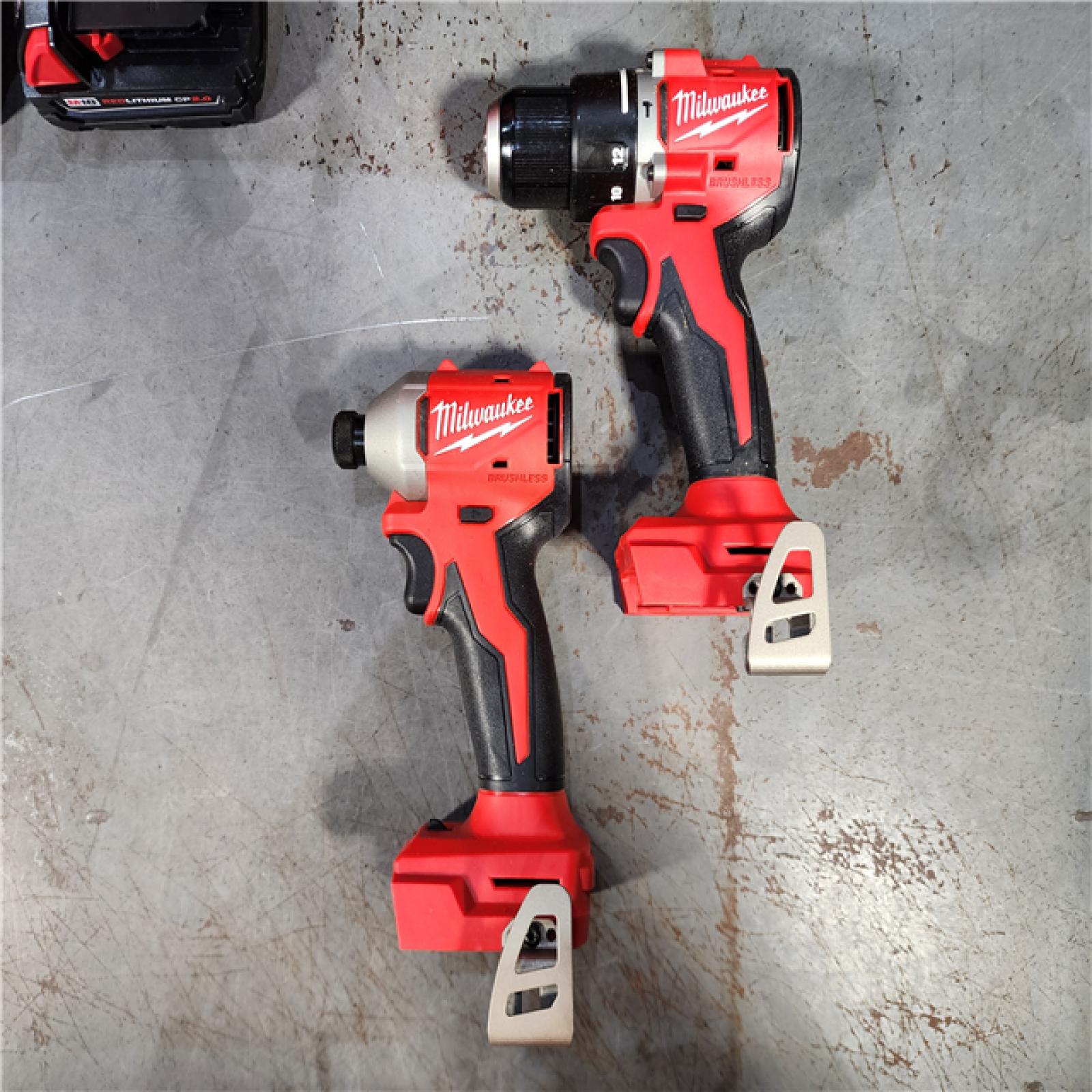 HOUSTON LOCATION - AS-IS M18 18-Volt Lithium-Ion Brushless Cordless Compact Hammer Drill/Impact Combo Kit (2-Tool) with (2) Batteries, Bag