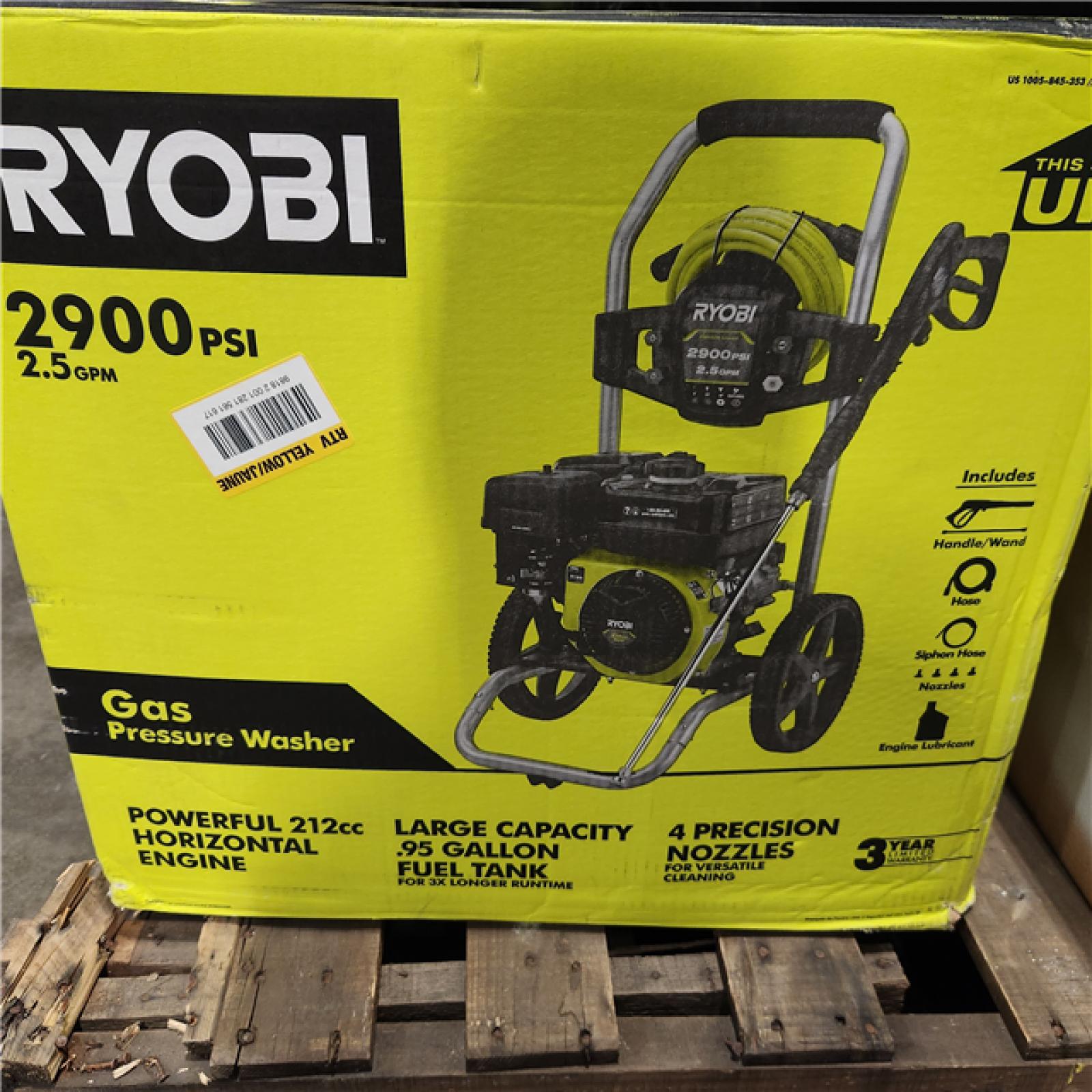 DALLAS LOCATION AS-IS RYOBI 2900 PSI 2.5 GPM Cold Water Gas Pressure Washer with 212cc Engine