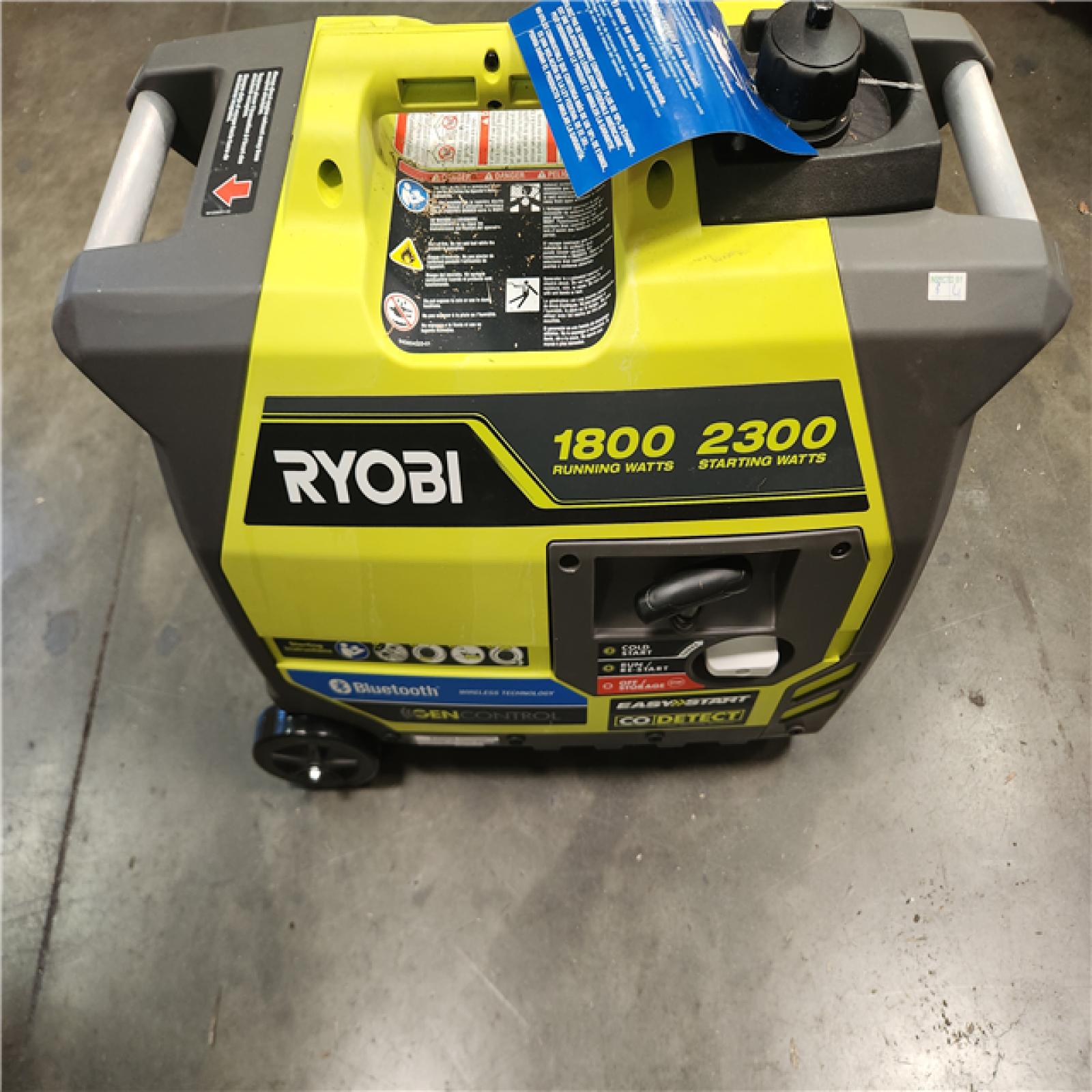 California AS-IS Ryobi 2 300-Watt Recoil Start Bluetooth Super Quiet Gasoline Powered Digital Inverter Generator with CO Shutdown Sensor