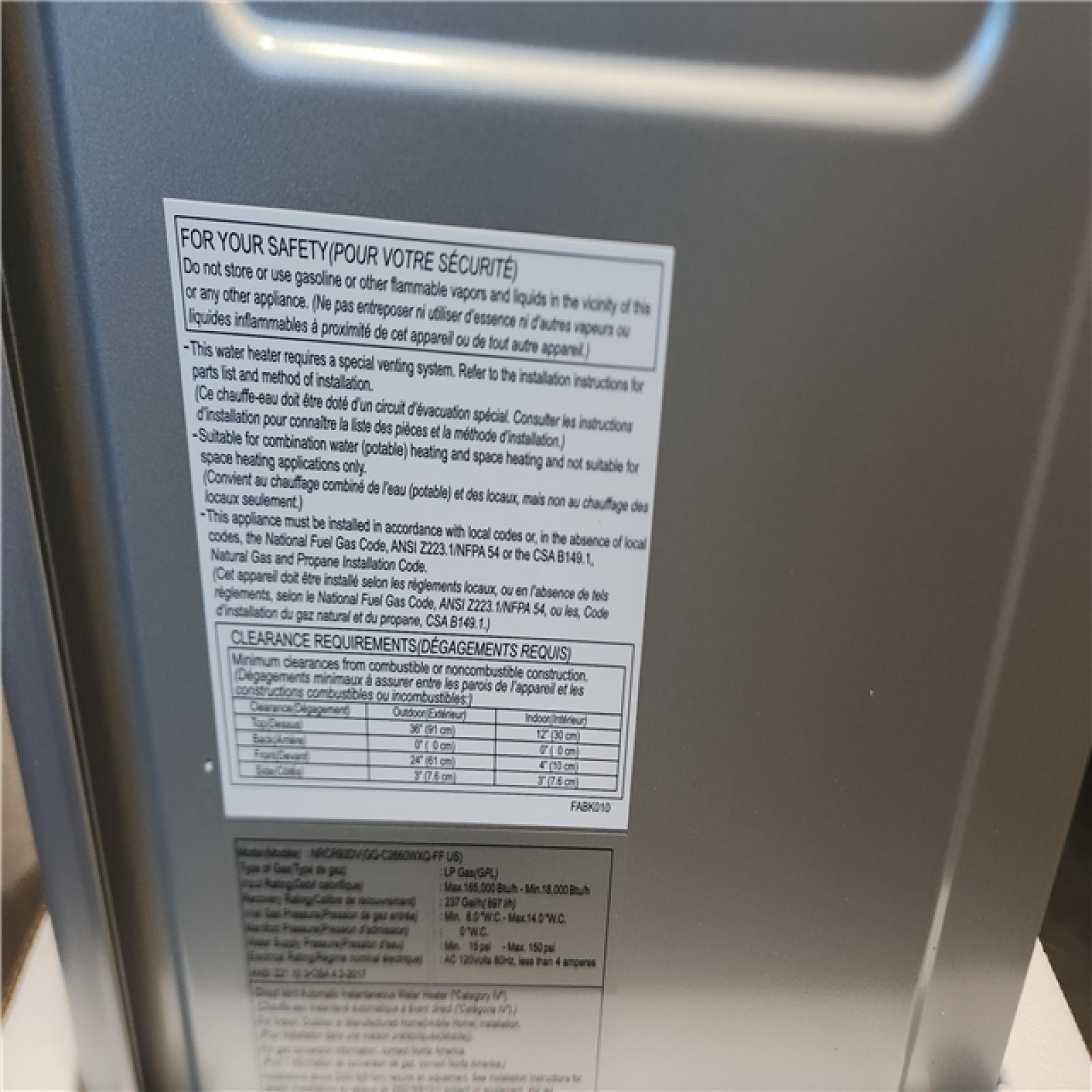 California AS-IS Noritz Condensing Tankless Water Heater(Gas)