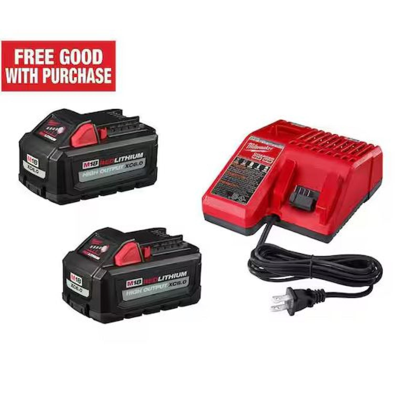 NEW! Milwaukee M18 18-Volt Lithium-Ion High Output Starter Kit with Two 6.0 Ah Battery and Charger