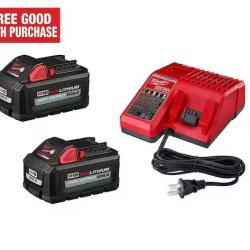 NEW! Milwaukee M18 18-Volt Lithium-Ion High Output Starter Kit with Two 6.0 Ah Battery and Charger