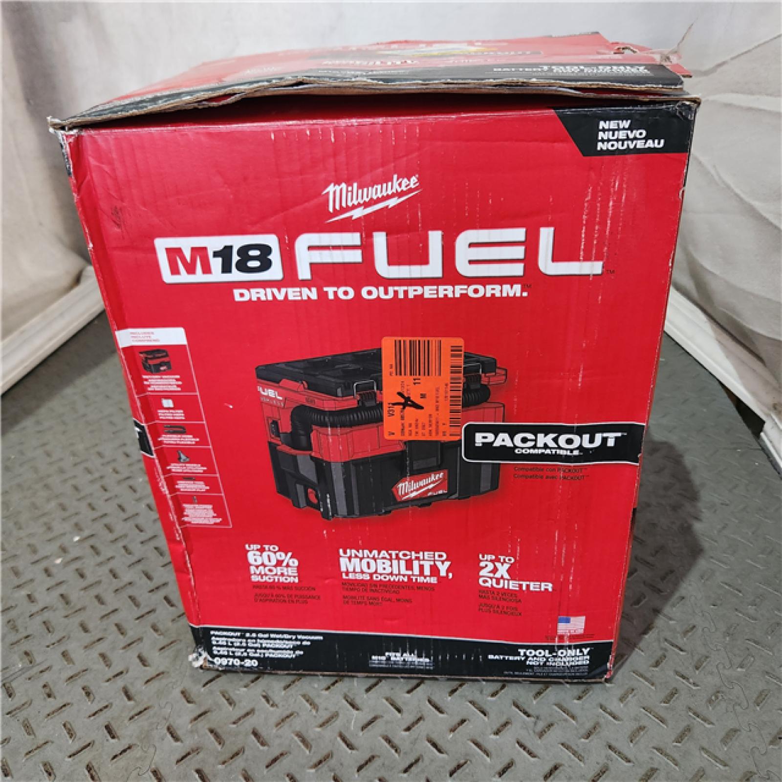Houston location AS-IS MILWUAKEE M18 FUEL PACKOUT 18-Volt Lithium-Ion Cordless 2.5 Gal. Wet/Dry Vacuum (Vacuum-Only)