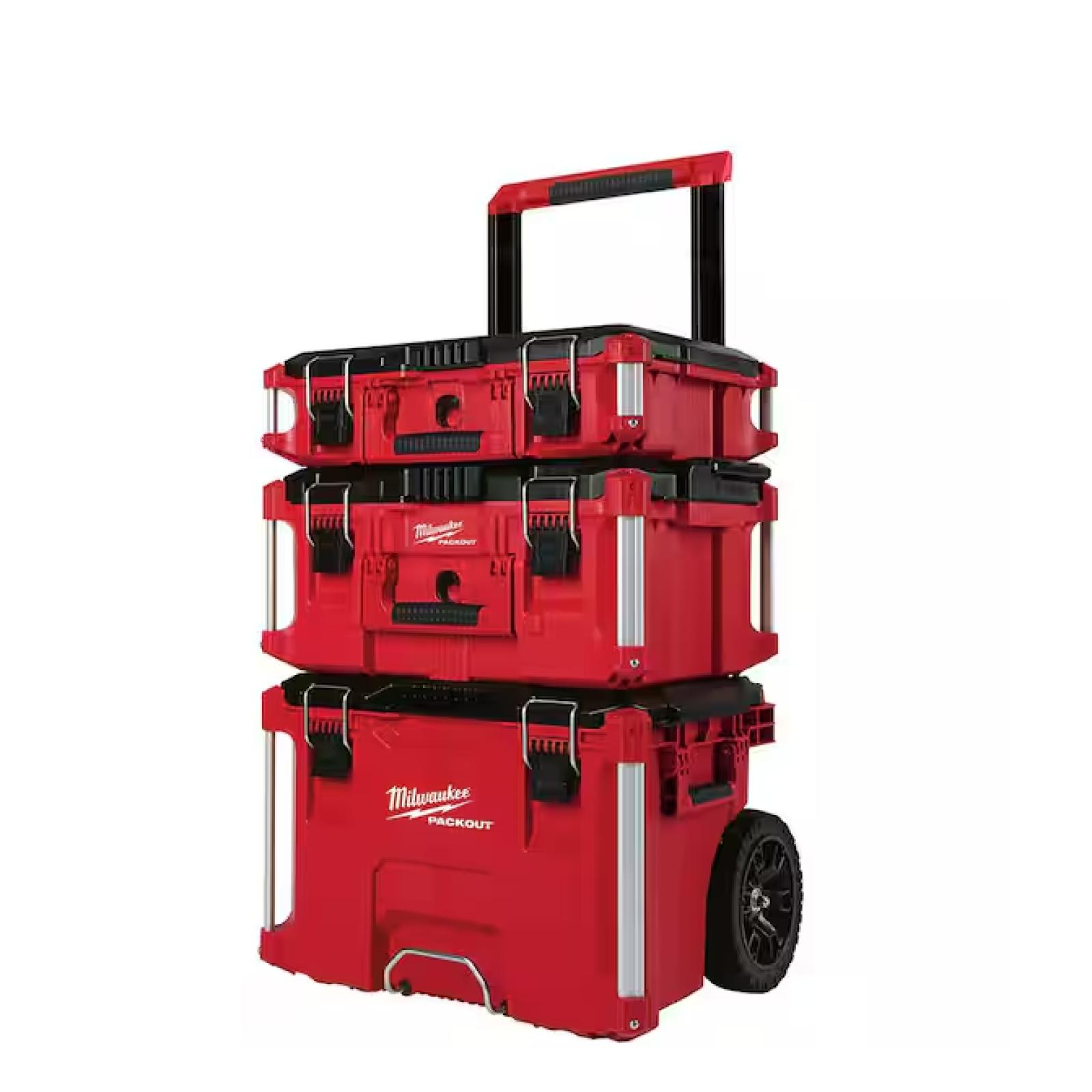 DALLAS LOCATION - Milwaukee PACKOUT 22 in. Rolling Tool Box, 22 in. Large Tool Box and 22 in. Medium Tool Box ProSystem LP Handle