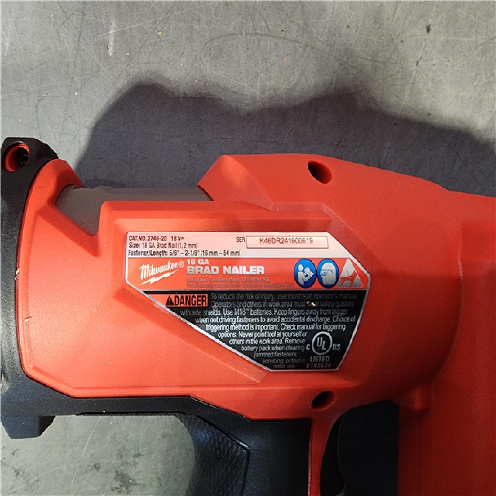 HOUSTON LOCATION - AS-IS (APPEARS LIKE NEW) Milwaukee M18 Fuel 18V Brushless 18-Gauge Brad Nailer 2746-20 (Bare Tool)