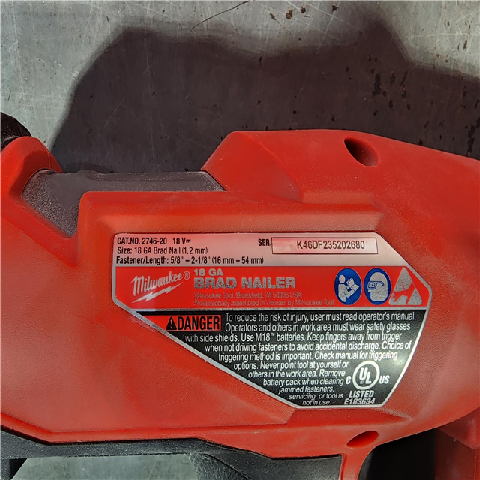 HOUSTON LOCATION - AS-IS Milwaukee M18 Fuel 18V Brushless 18-Gauge Brad Nailer 2746-20 (Bare Tool)