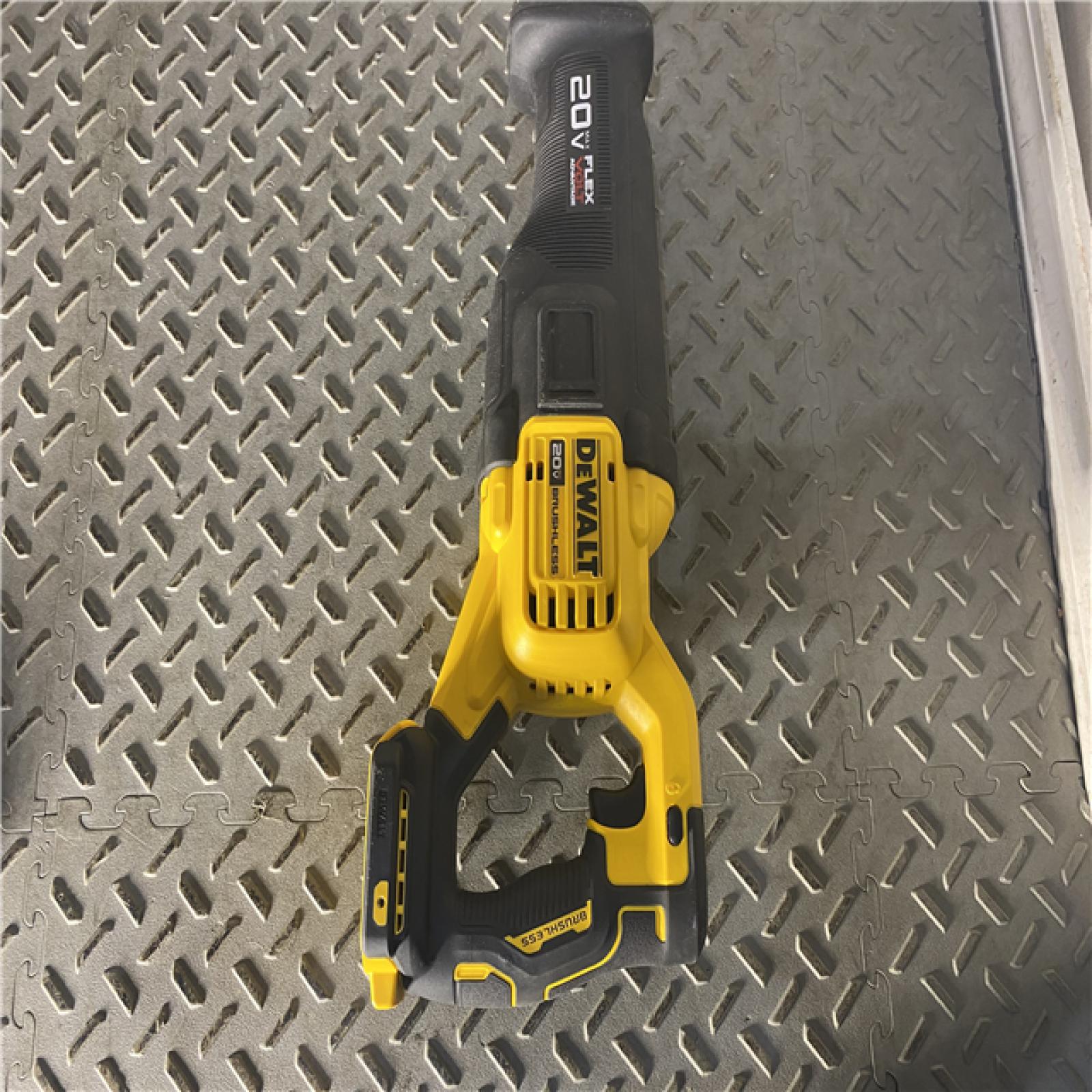 Houston location AS-IS DEWALT 20V MAX Lithium Ion Cordless Brushless Reciprocating Saw with FLEXVOLT ADVANTAGE (Tool Only)