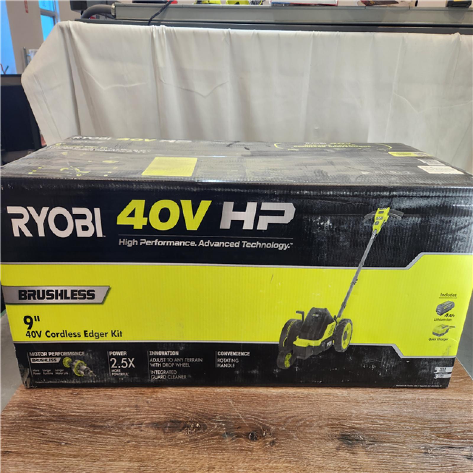 NEW! RYOBI 40V HP Brushless 9 in. Cordless Edger with 4.0 Ah Battery and Charger