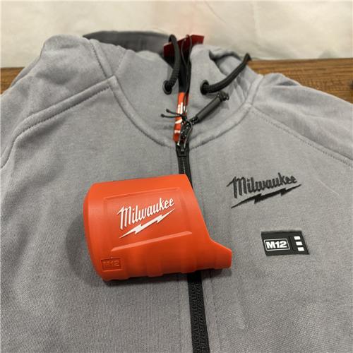 AS-ISMilwaukee Men's Large M12 12-Volt Lithium-Ion Cordless Gray Heated Jacket Hoodie (Jacket and Charger/Power Source Only)