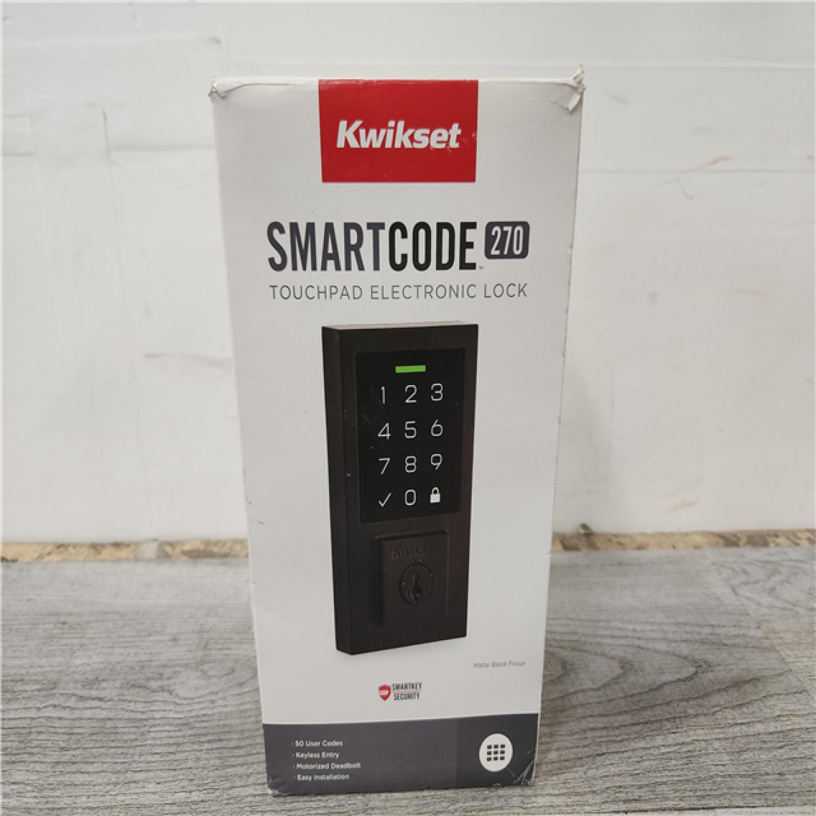 Phoenix Location Kwikset SmartCode 270 Contemporary Matte Black Touchpad Single Cylinder Electronic Deadbolt Featuring SmartKey Security