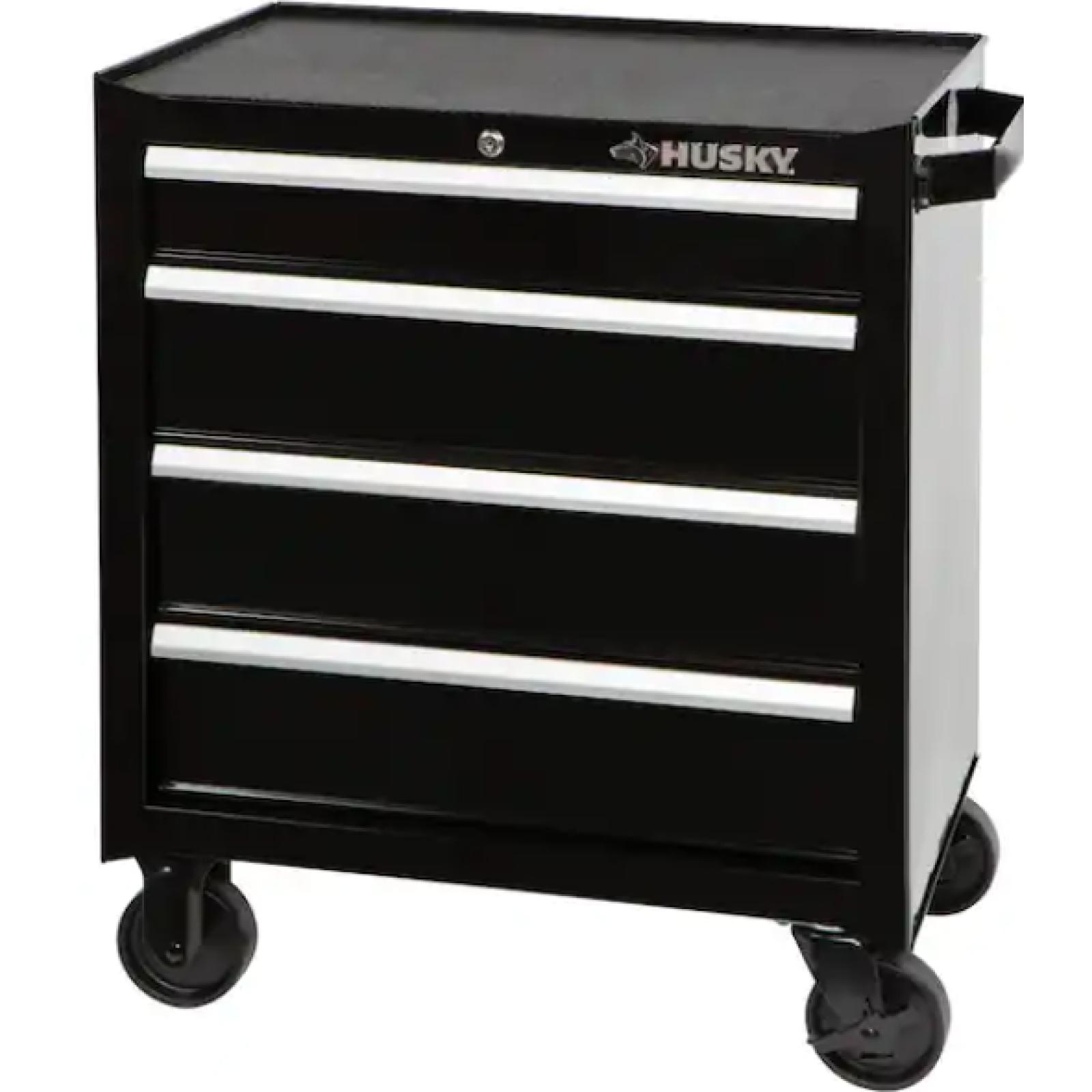 DALLAS LOCATION - NEW!  Husky 26.5 in. W x 18 in. D Standard Duty 4-Drawer Rolling Tool Cabinet in Gloss Black