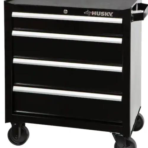 DALLAS LOCATION - NEW!  Husky 26.5 in. W x 18 in. D Standard Duty 4-Drawer Rolling Tool Cabinet in Gloss Black