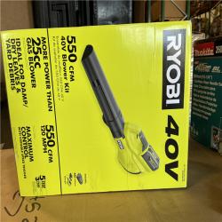 NEW Ryobi 40V 120 MPH 550 CFM Cordless Battery Blower with 4.0 Ah Battery and Charger