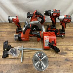 AS IS M18 18V Lithium-Ion Cordless Combo Kit (5-Tool) with (1) 3.0Ah and (1) 1.5Ah Battery, (1) Charger, (1) Tool Bag