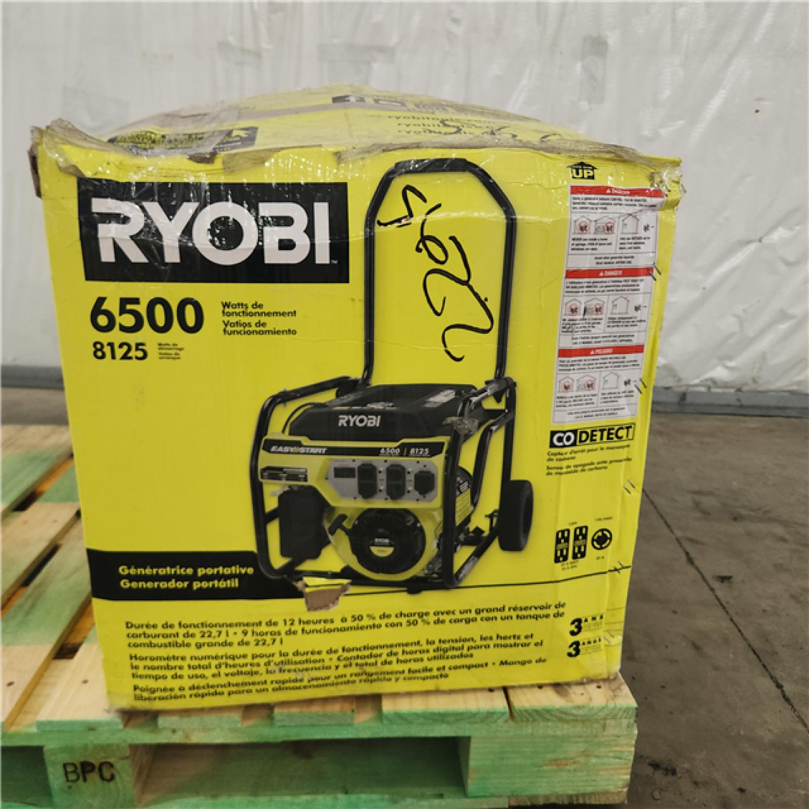 Houston Location - AS-IS Ryobi 6,500-Watt Gasoline Powered Portable Generator