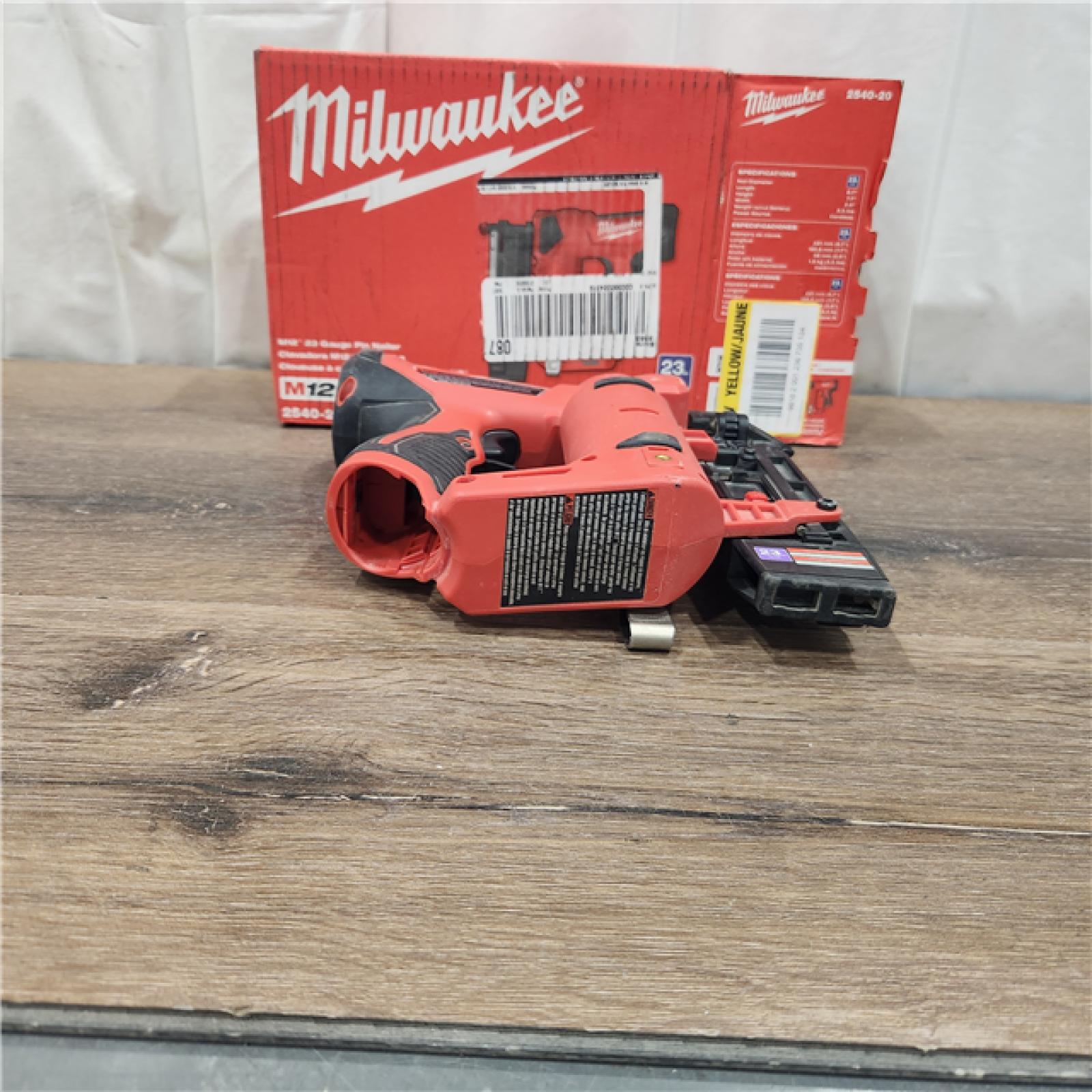 AS IS Milwaukee 2540-20 12V 23 Gauge Cordless Pin Nailer (Tool Only)