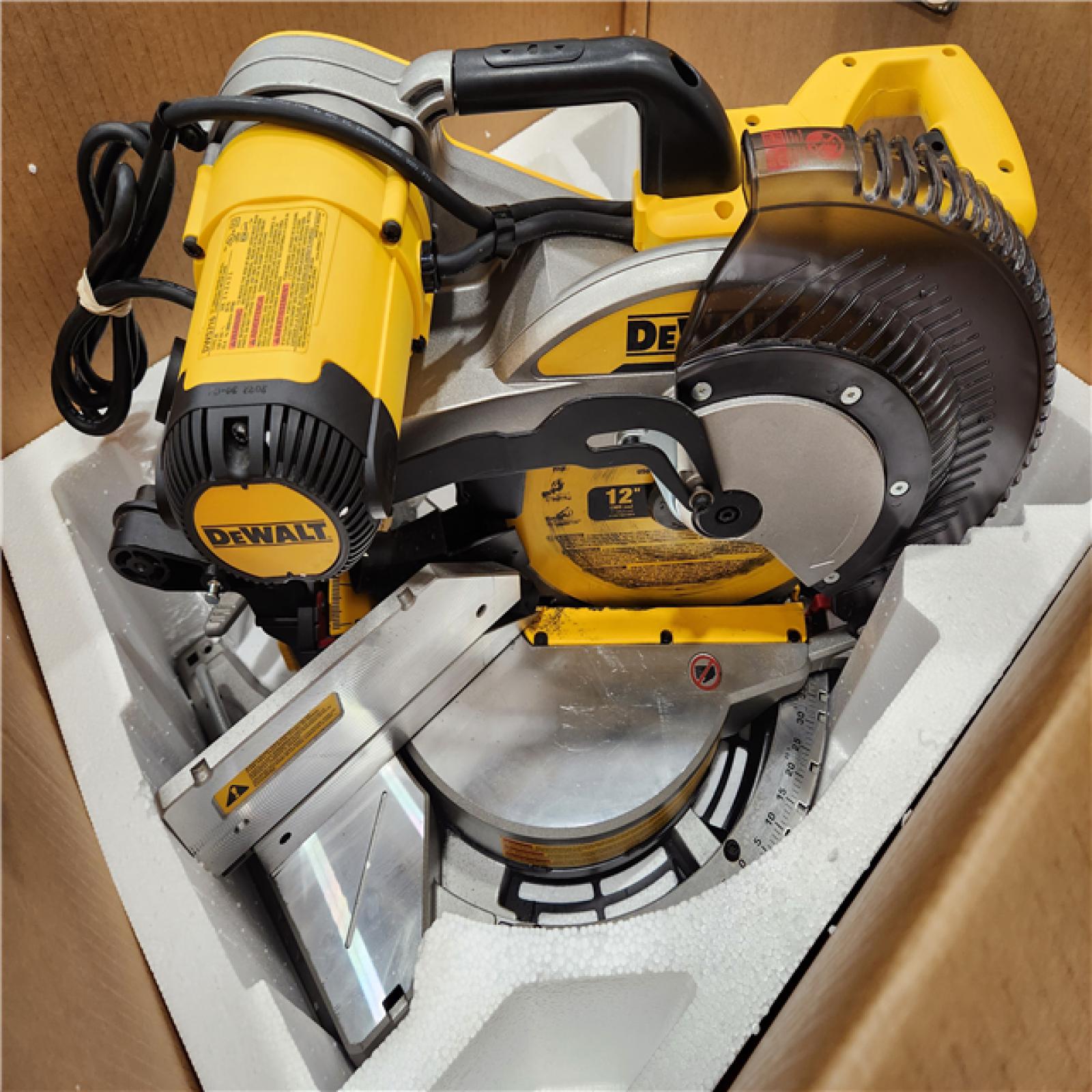 AS-IS DEWALT 15 Amp Corded 12 in. Compound Double Bevel Miter Saw