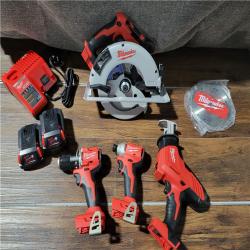 CALIFORNIA AS-IS MILWAUKEE M18 4-TOOL COMBO KIT(BATTERIES,CHARGER,AND BAG INCLUDED)