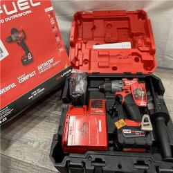 AS-IS Milwaukee 2904-22 Hammer Drill Driver Kit with Batteries  Charger & Tool Case  Red