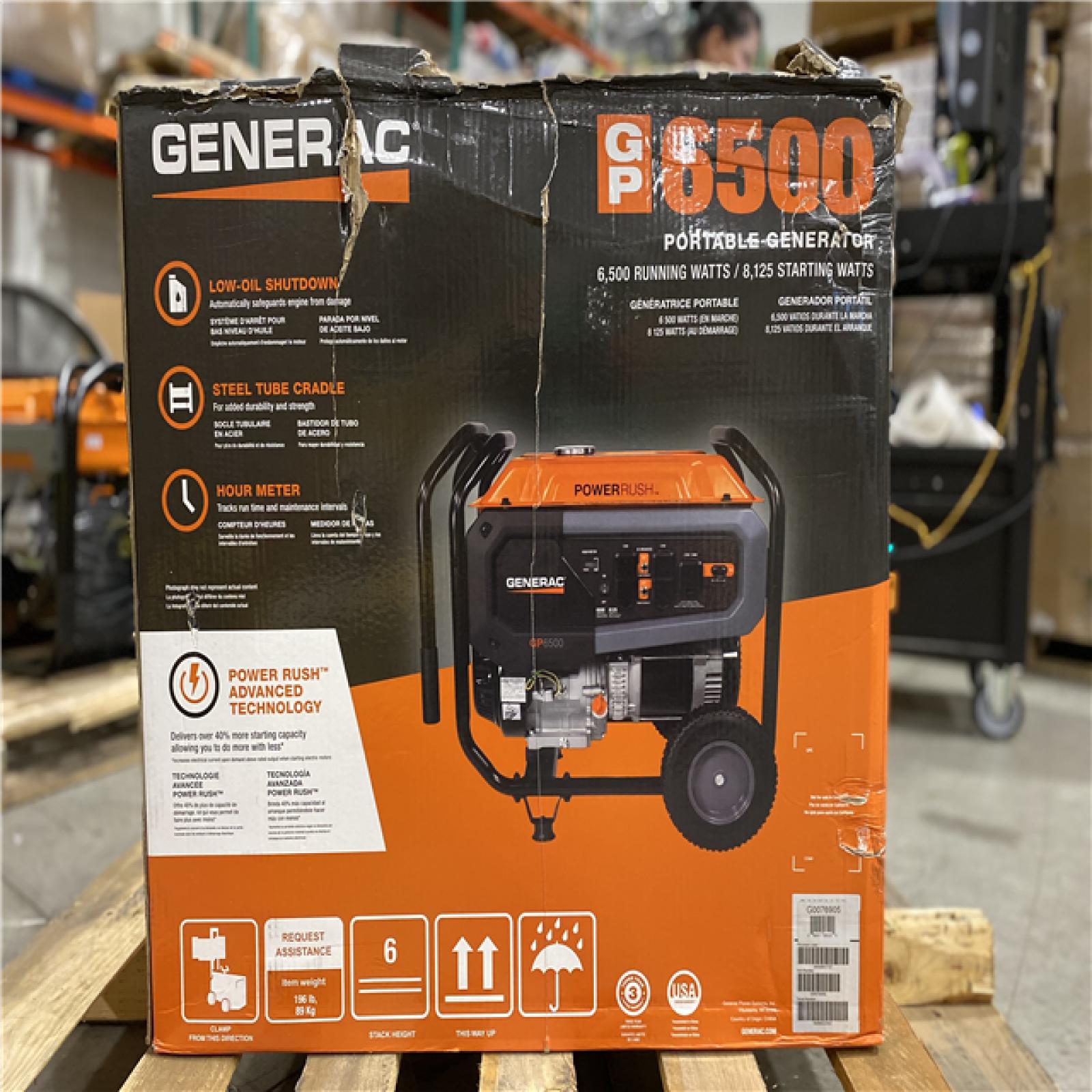 DALLAS LOCATION - Generac GP 6500-Watt Recoil Start Gas-Powered Portable Generator, 49-ST/CSA