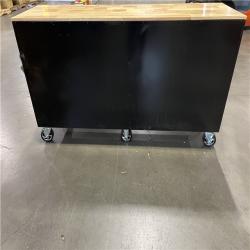 DALLAS LOCATION - Husky Standard Duty 72 in. W x 20 in. D 10-Drawer Black Mobile Workbench Cabinet with Solid Wood Top