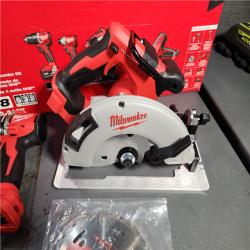 HOUSTON LOCATION - AS-IS Milwaukee M18 18-Volt Lithium-Ion Brushless Cordless Combo Kit (4-Tool) with 2-Batteries, 1-Charger and Tool Bag