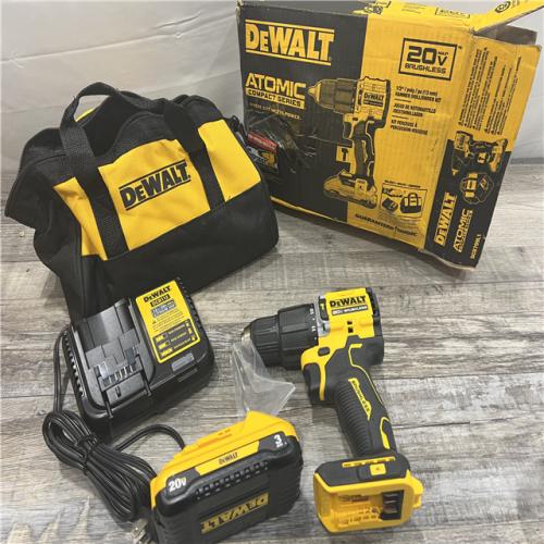 AS-IS DeWalt ATOMIC 20-Volt Lithium-Ion Cordless 1/2 in. Compact Hammer Drill with 3.0Ah Battery, Charger and Bag