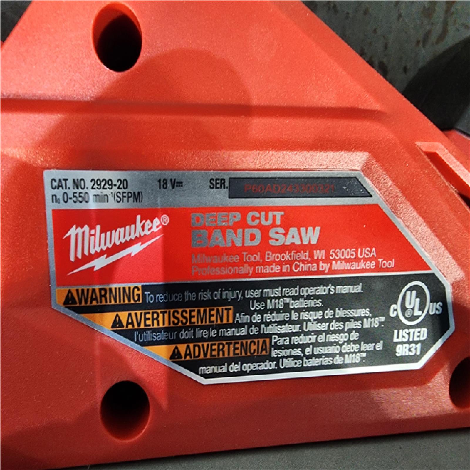 HOUSTON LOCATION - AS-IS M18 MILWAUKEE DEEP CUT BAND SAW (TOOL ONLY)