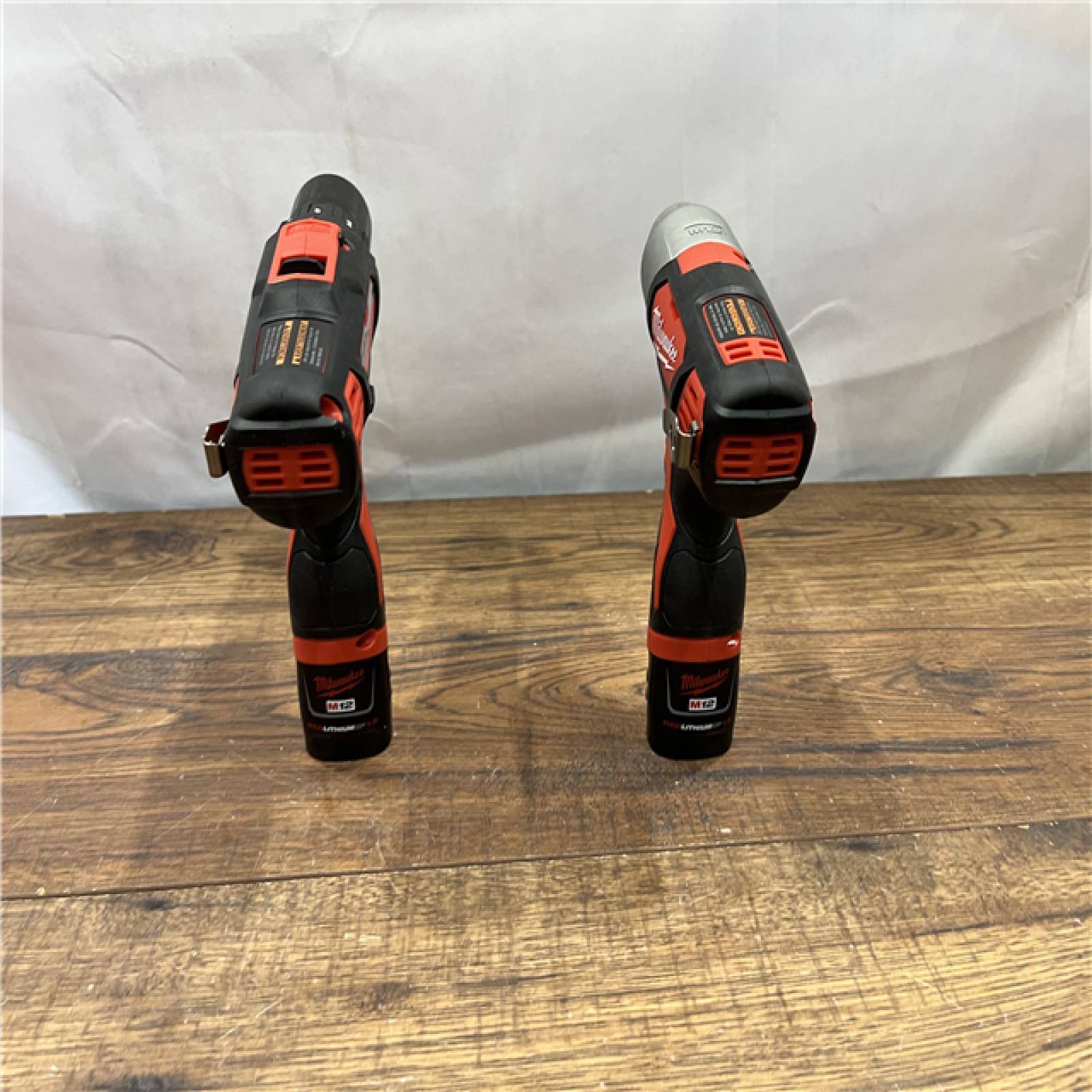 AS-IS M12 12V Lithium-Ion Cordless Drill Driver/Impact Driver Combo Kit with Two 1.5Ah Batteries, Charger and Bag (2-Tool)