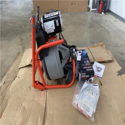 Houston Location - AS-IS Ridgid K 400 Drain Cleaning Snake Auger Machine C 45 IW 1/2 in. 75ft. Cable inside Drum plus 4 Piece Tool Set and Gloves