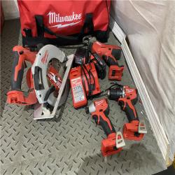 Houston location AS-IS MILWUKEE M18 18-Volt Lithium-Ion Brushless Cordless Combo Kit (4-Tool) with 2-Batteries, 1-Charger and Tool Bag