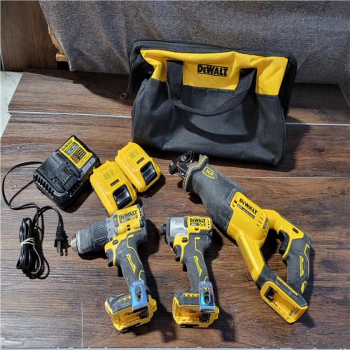 CALIFORNIA USED PARTIAL DEWALT 4-TOOL COMBO KIT (2 BATTERIES, 1 CHARGER, AND BAG INCLUDED