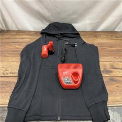 AS IS Milwaukee 306B-21L 12V Heated Hoodie Kit Black (Large) with 2.0Ah Lithium Ion Battery & Charger