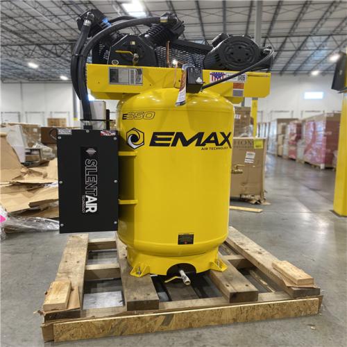 DALLAS LOCATION - EMAX 80 Gal. 175 PSI 5 HP 2-Cylinder 1-Phase Silent Air Electric Air Compressor with Isolator Pads and Auto Drain