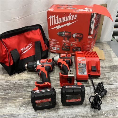 AS-IS Milwaukee M18 18V Cordless Brushed 2 Tool Drill/Driver and Impact Driver Kit