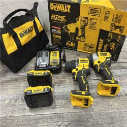 AS-IS DEWALT ATOMIC 20-Volt MAX Lithium-Ion Cordless Combo Kit (2-Tool) with (2) 2.0Ah Batteries, Charger and Bag