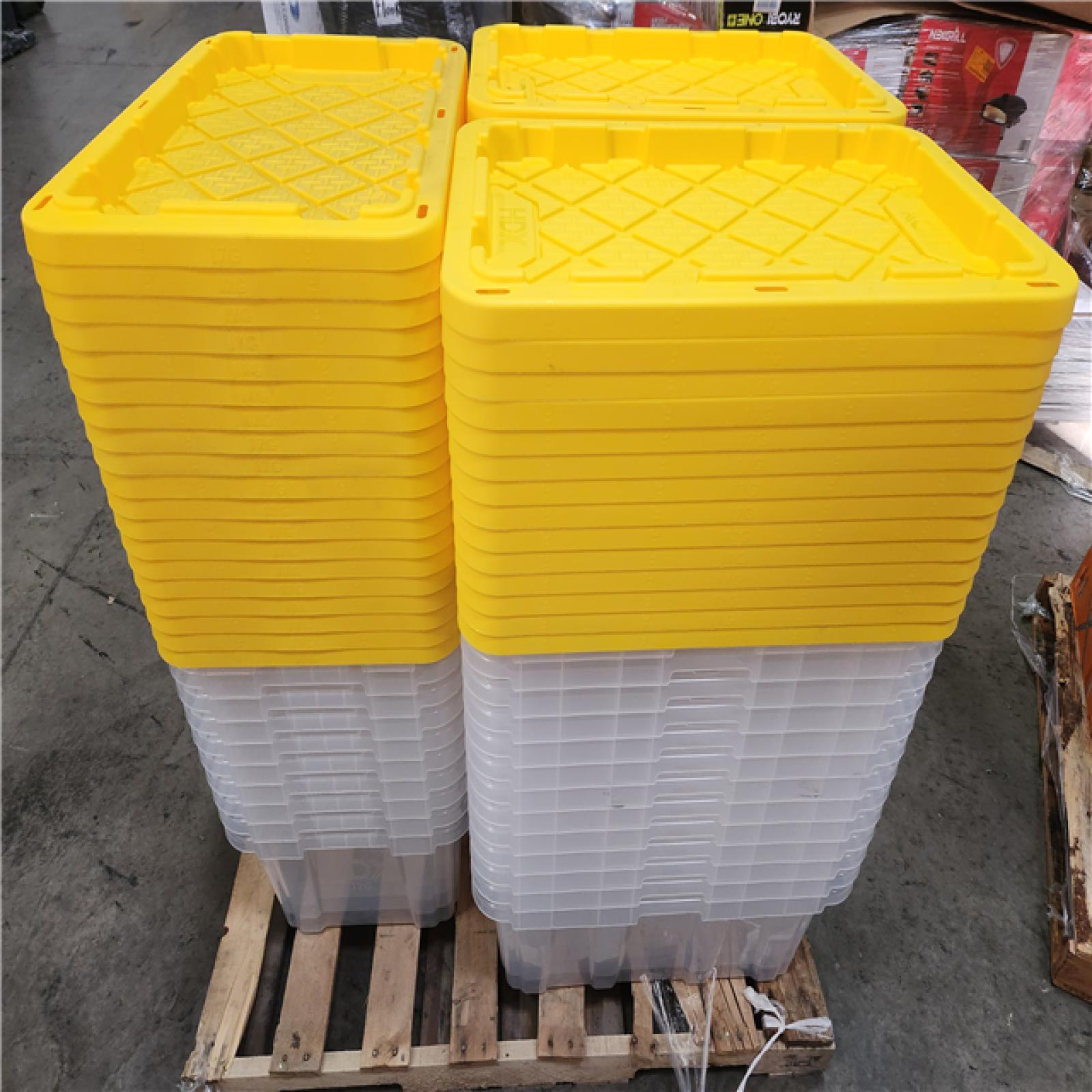 Phoenix Location HDX 17 Gal. Tough Storage Tote in Clear with Yellow Lid (42 Count)