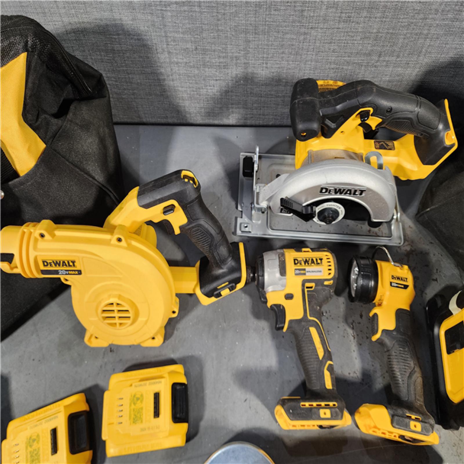 HOUSTON LOCATION - AS-IS DEWALT 20-Volt Max Lithium-Ion 9-Tool Cordless Combo Kit with Two 2.0 Ah Batteries, Charger and 2 Bags