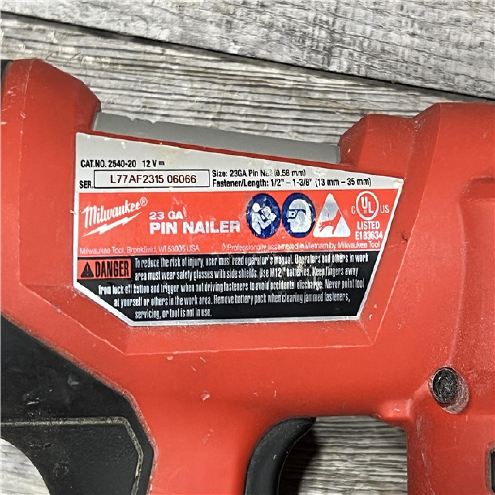 AS-IS Milwaukee 2540-20 12V 23 Gauge Cordless Pin Nailer (Tool Only)