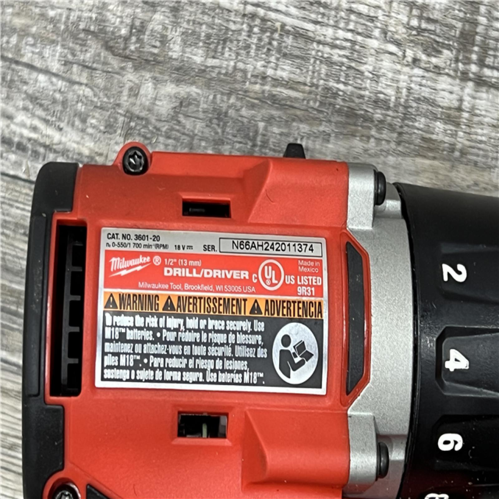 AS-IS MILWAUKEE M18 18V Lithium-Ion Brushless Cordless Compact Drill/Impact Combo Kit (2-Tool) W/(2) 2.0 Ah Batteries, Charger & Bag