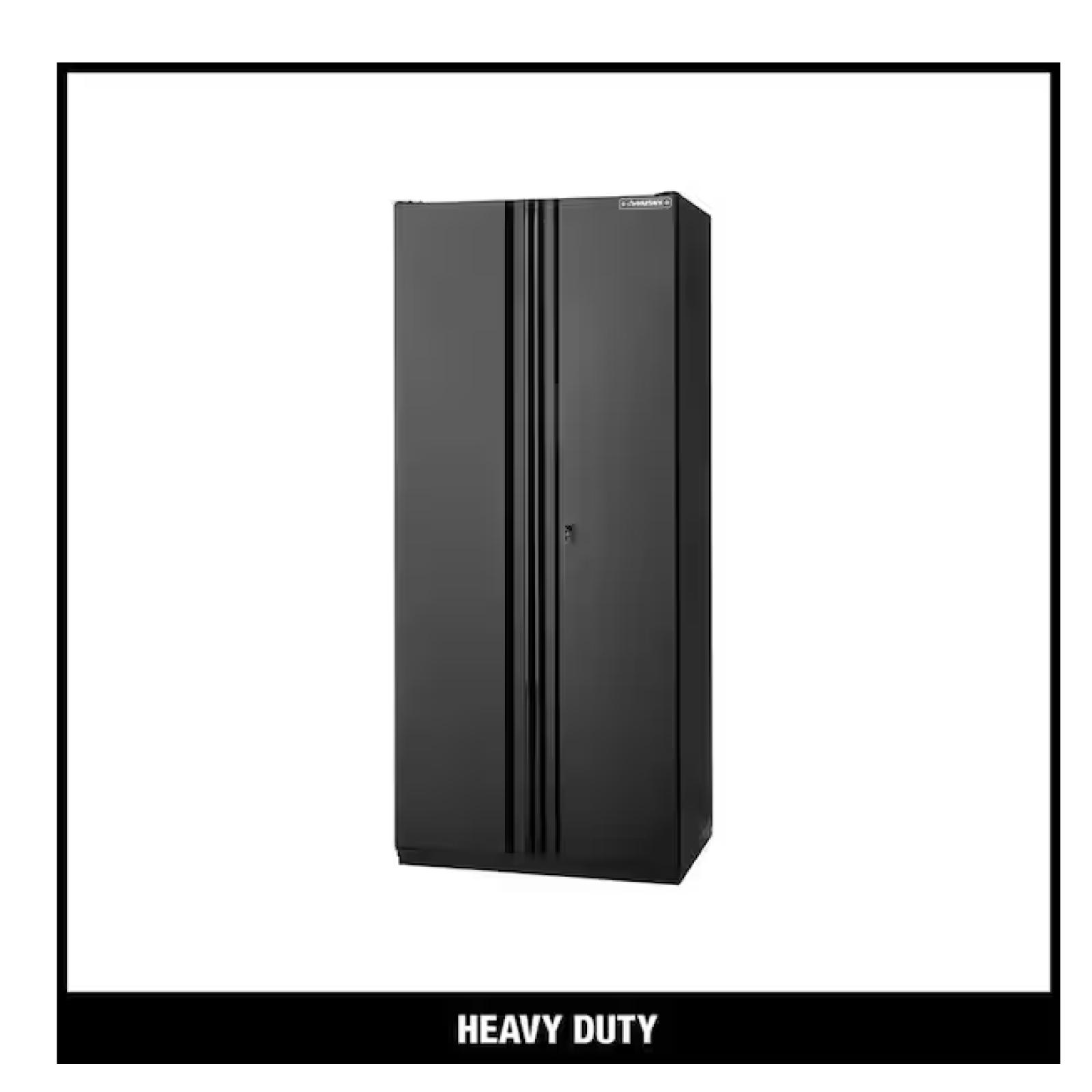 DALLAS LOCATION- Husky Heavy Duty Welded 20-Gauge Steel Freestanding Garage Cabinet in Black (36 in. W x 81 in. H x 24 in. D)