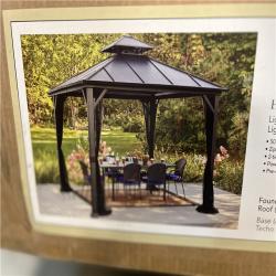DALLAS LOCATION -   allen + roth 10-ft x 10-ft Light Black Steel Frame; Metal Square Screened Gazebo with Steel Roof