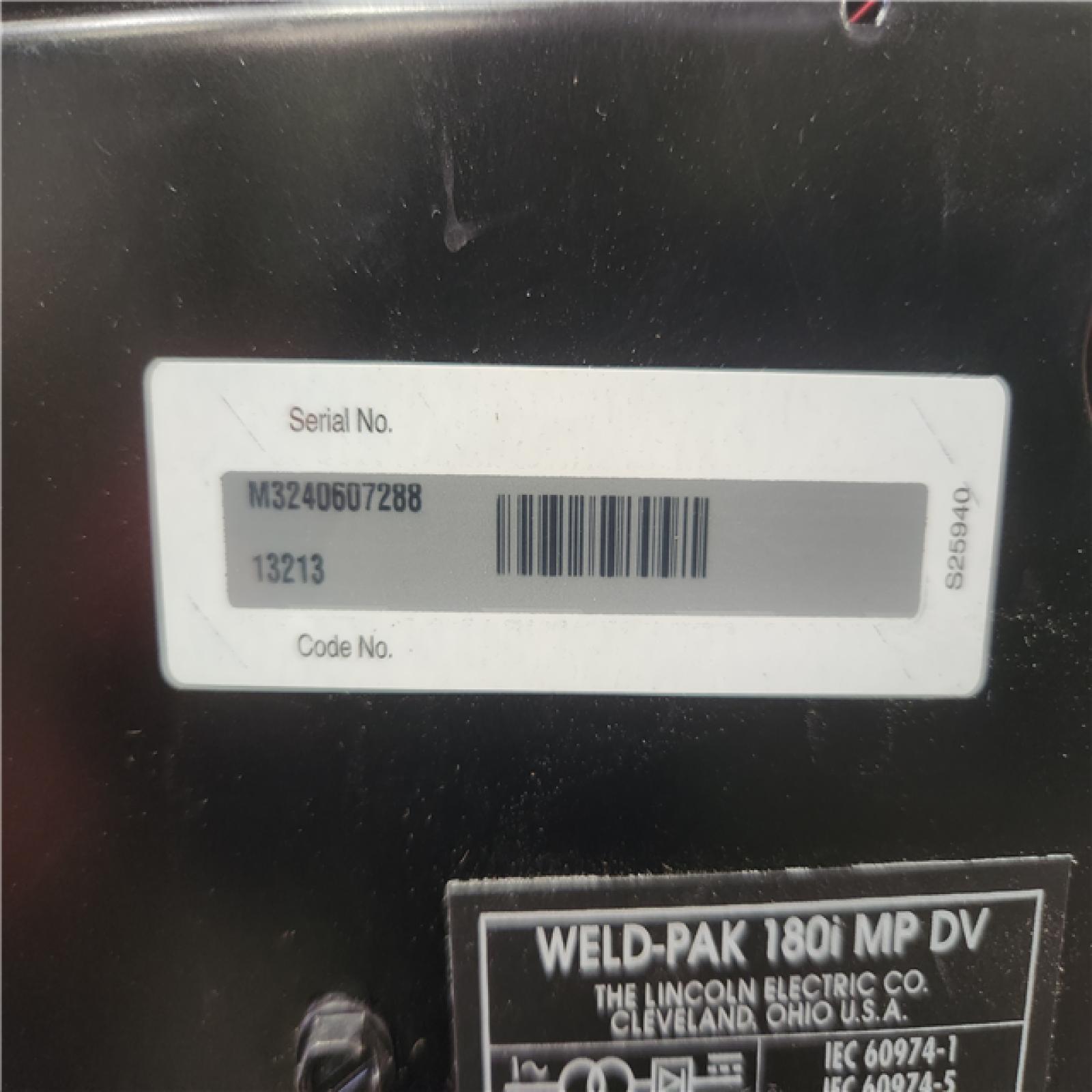 Phoenix Location Lincoln Electric 180 Amp Weld-Pak 180i Multi-Process Stick/MIG/Flux-Core/TIG, 120V or 230V Aluminum Welder