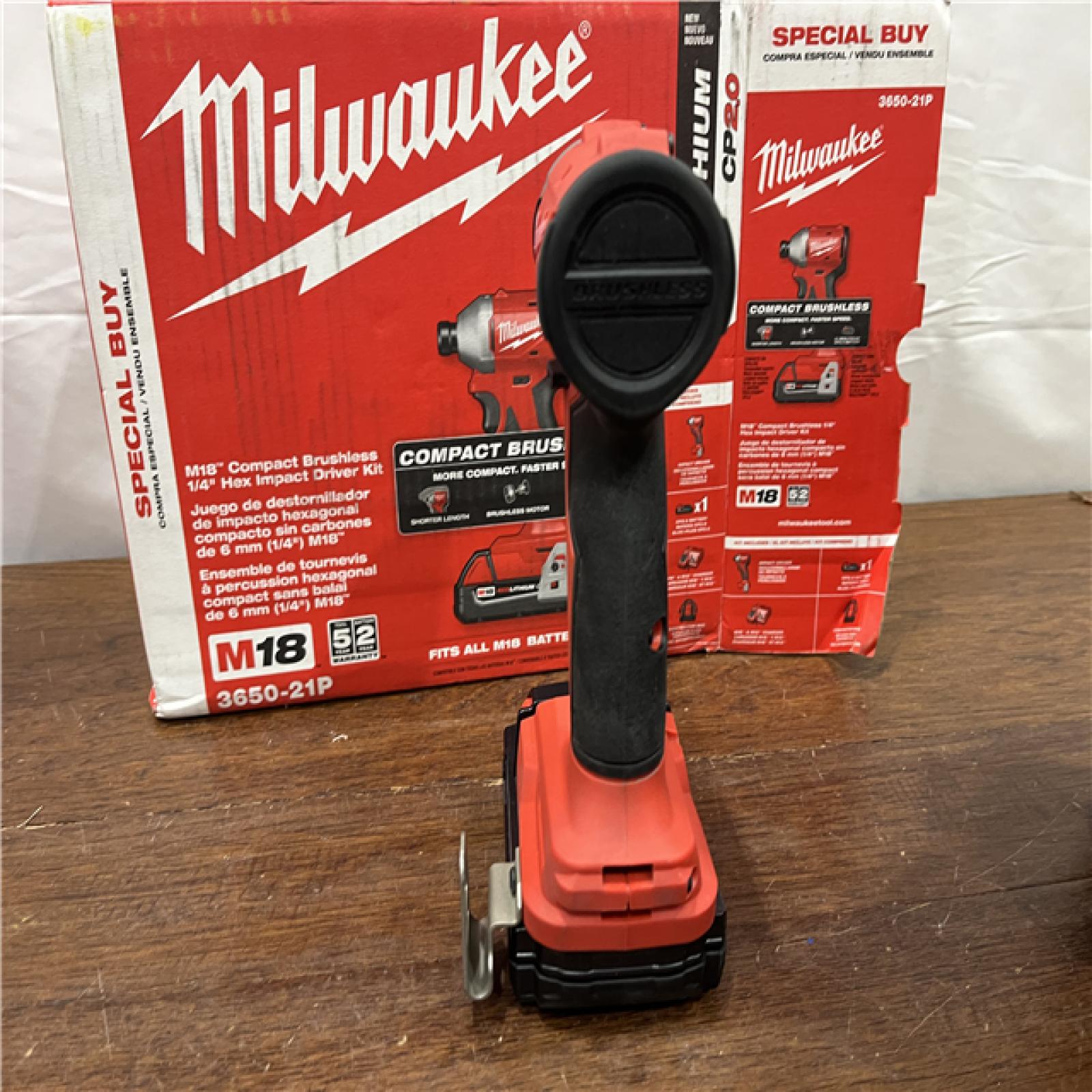 AS-IS Milwaukee M18 Compact Brushless 1/4  Hex Impact Driver Kit