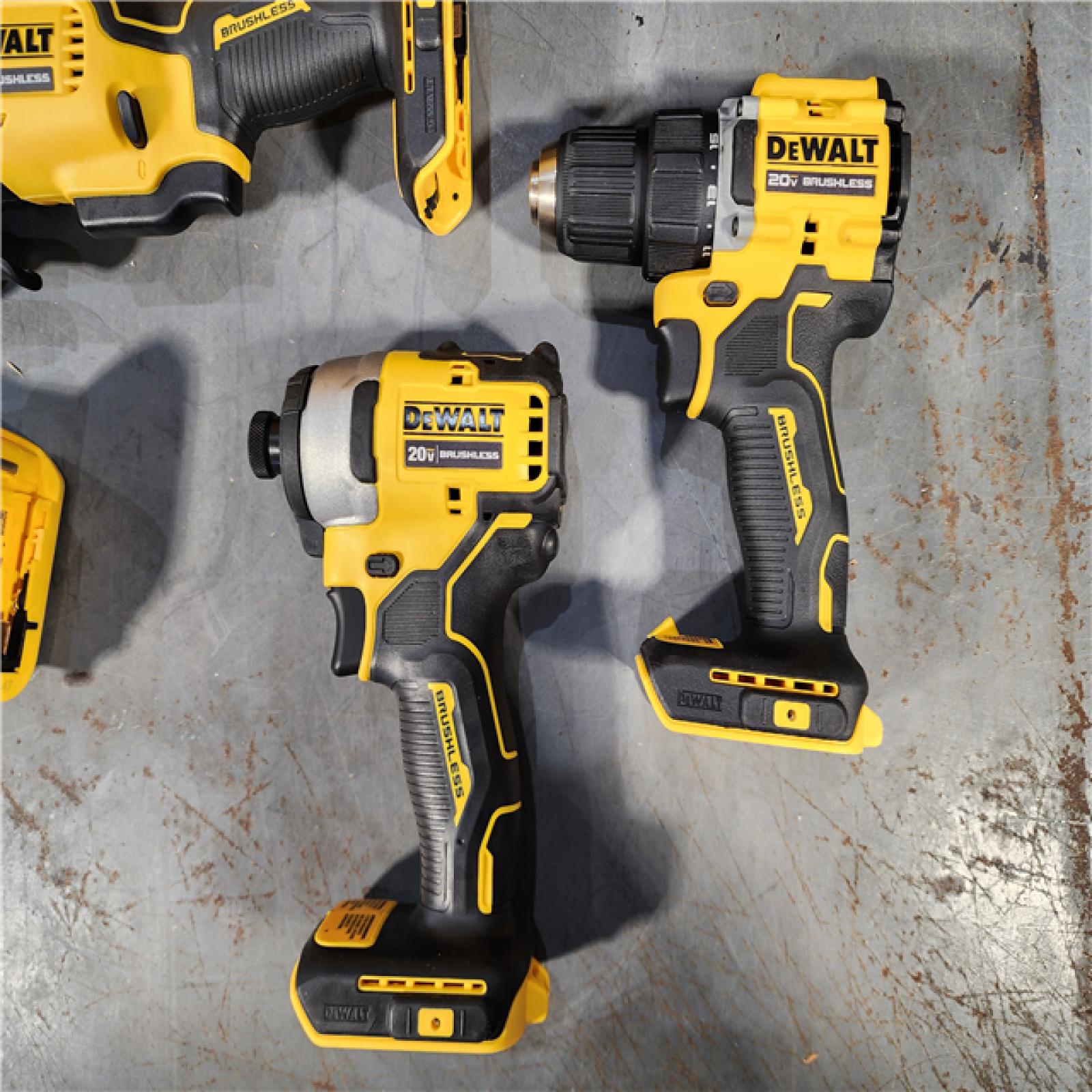 HOUSTON LOCATION - AS-IS (APPEARS LIKE NEW) DeWalt 20V MAX ATOMIC Cordless Brushless 4 Tool Combo Kit