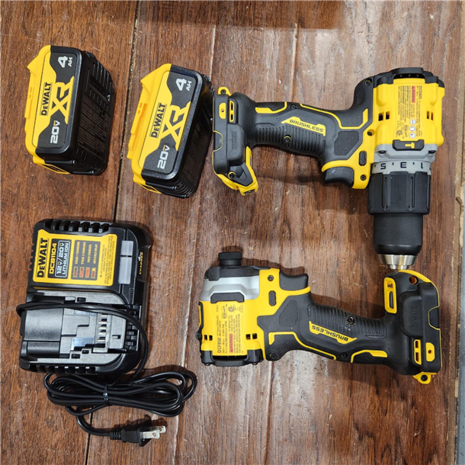 AS-IS 20V MAX XR Hammer Drill and ATOMIC Impact Driver 2 Tool Cordless Combo Kit with (2) 4.0Ah Batteries, Charger, and Bag