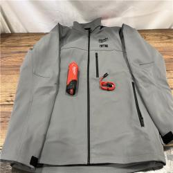 AS IS Men's Large M12 12-Volt Lithium-Ion Cordless Tough Shell Gray Heated Jacket Kit with (1) 3.0 Ah Battery and Charger